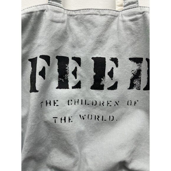 FEED The Children Large Canvas Light Blue Tote Bag - Picture 2 of 16
